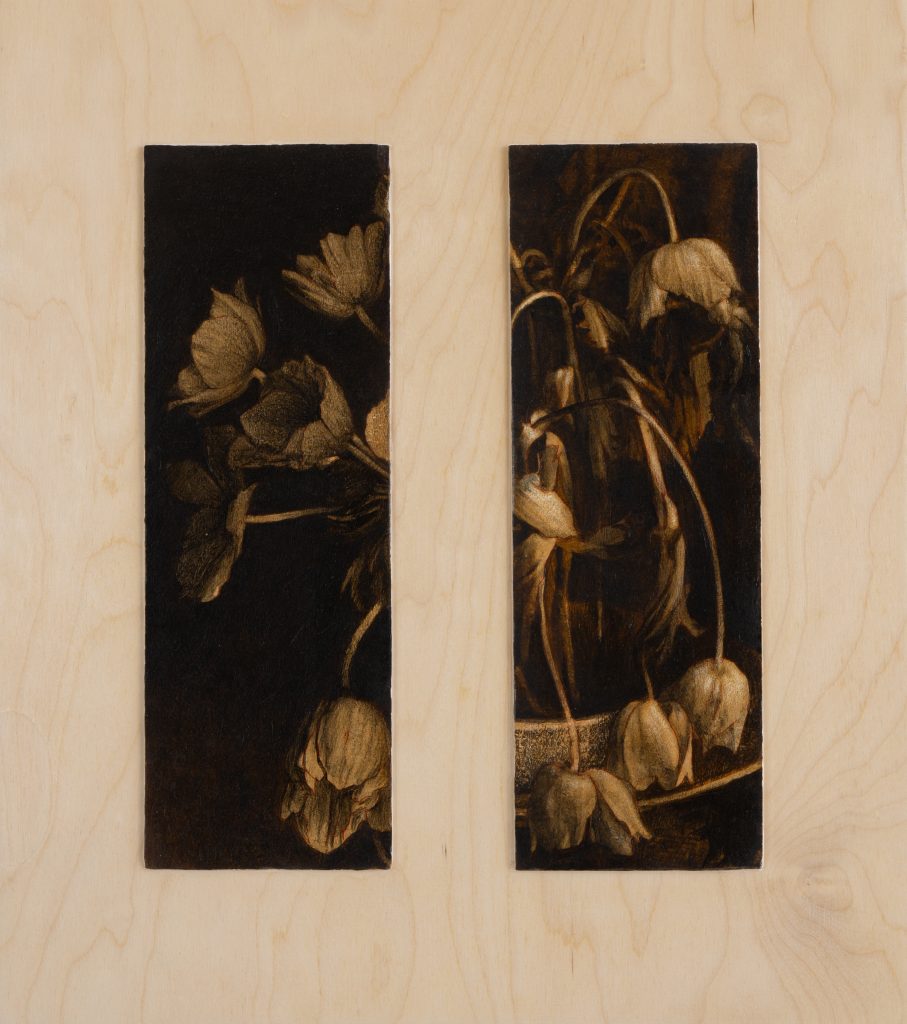 A Pair of Obelisks  | oil on linen mounted on board