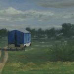 A blue wagon in Ben Shemen Forest  | oil on wood