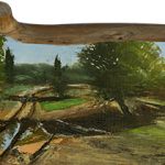 A pond and dr roads in Ben Shemen | oil on wooden block