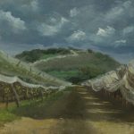 A vineyard in front of Hirbet Jadie oil on wood