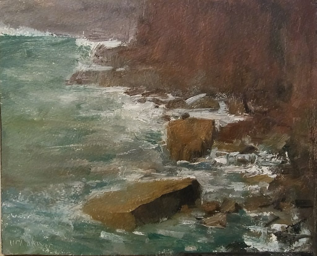 Irish rocks | oil on paper mounted on wood