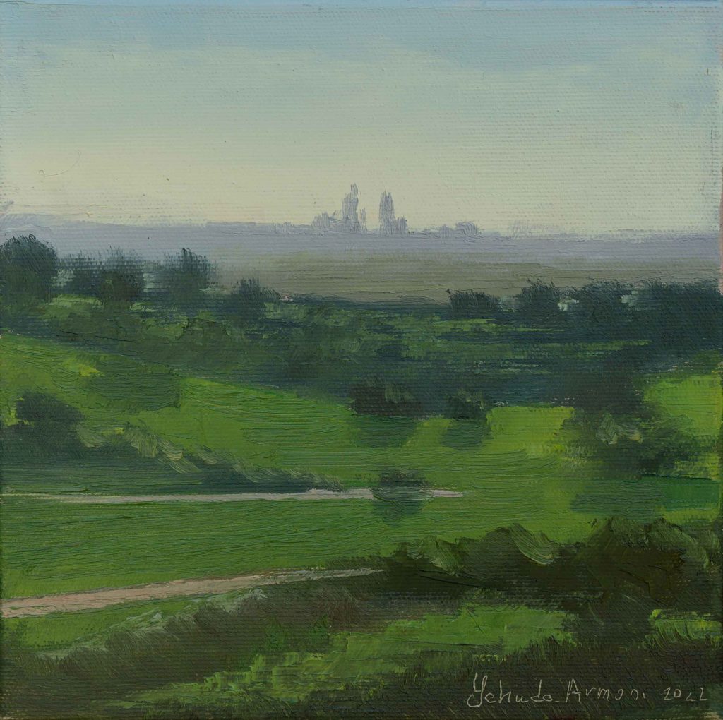 Nesher Factory view from Ben Shemen  | oil on canvas