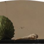 Still life with sugar apple heron skull and a sword brush | oil on board