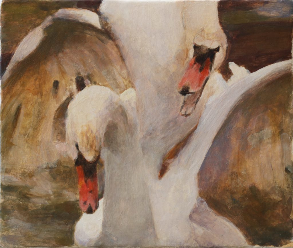 Swan Song | fresco on terracota panel