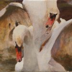 Swan Song | fresco on terracota panel