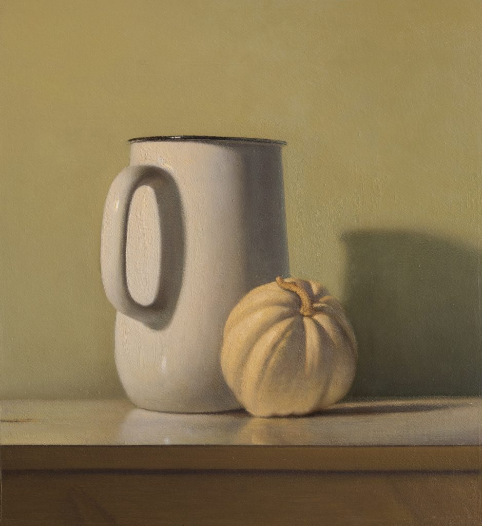 Under warm electric lite | oil on paper mounted on board