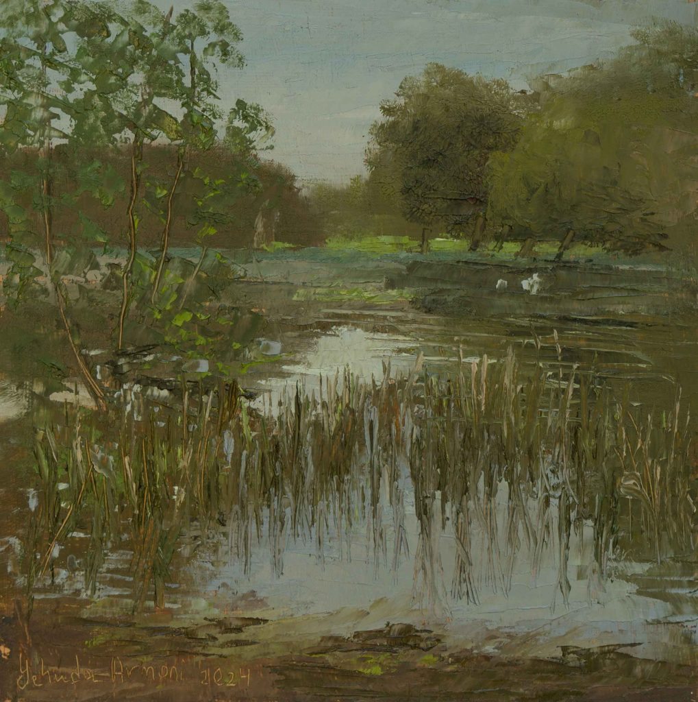 Winer pond in Natanya 2024 | oil on wood