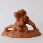 Wrestlers sketch | fired clay (red color)