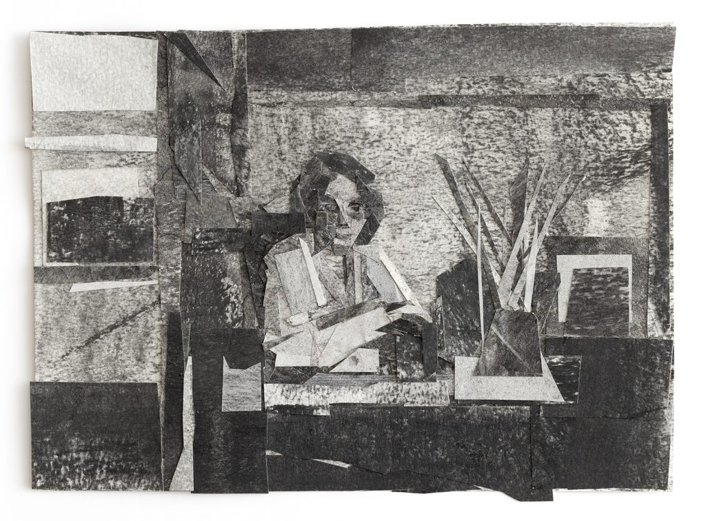 Her Portrait | collage and charcoal on paper
