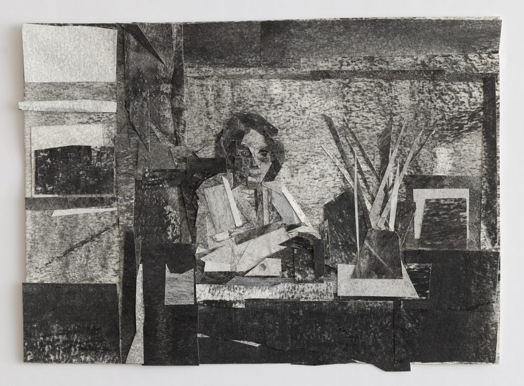 Her Portrait | collage and charcoal on paper