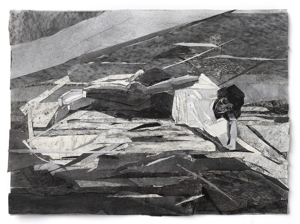 Mom Resting | collage and charcoal on paper