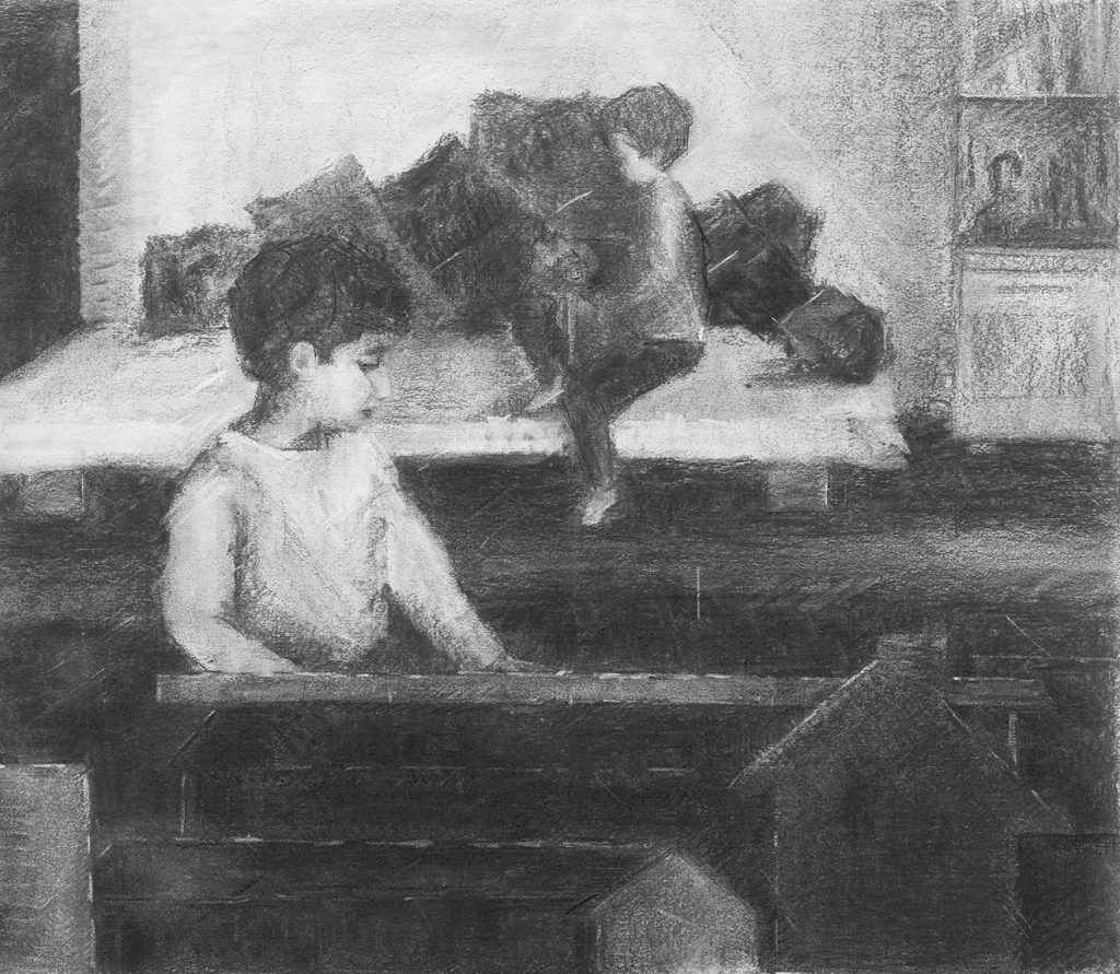 Side by Side | charcoal on paper