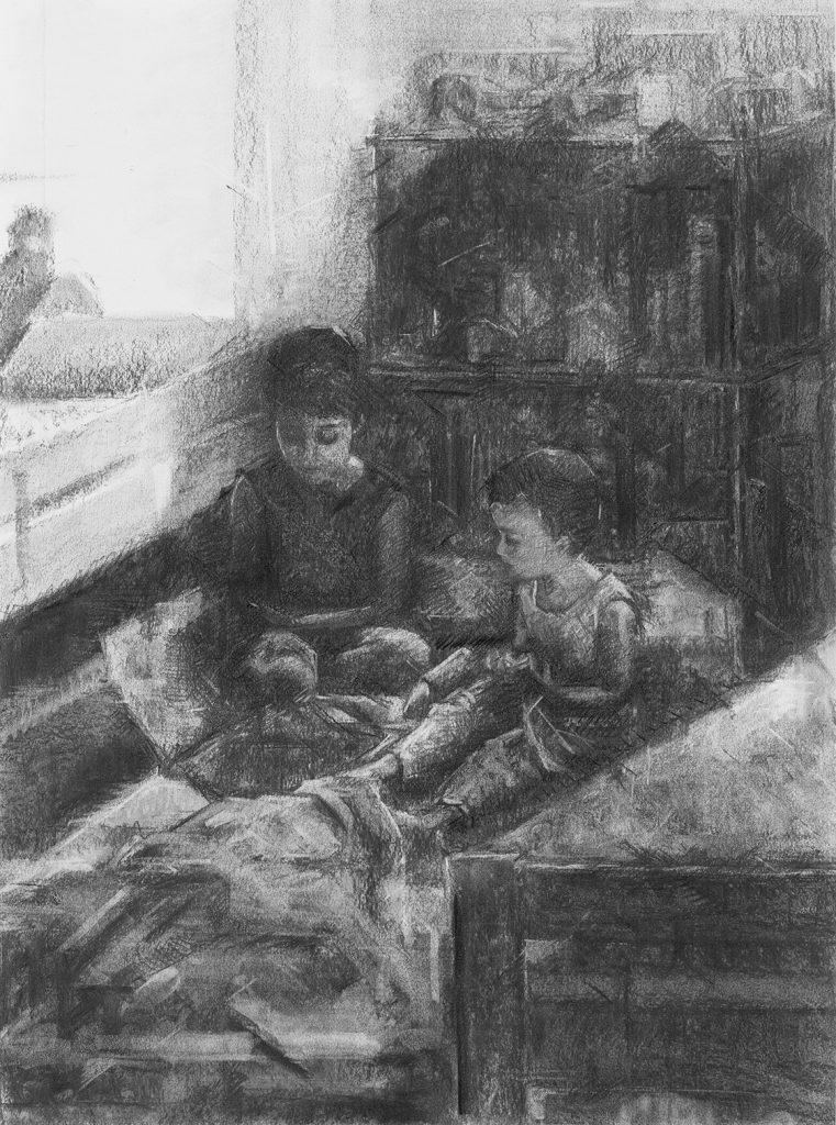 Story,charcoal on paper