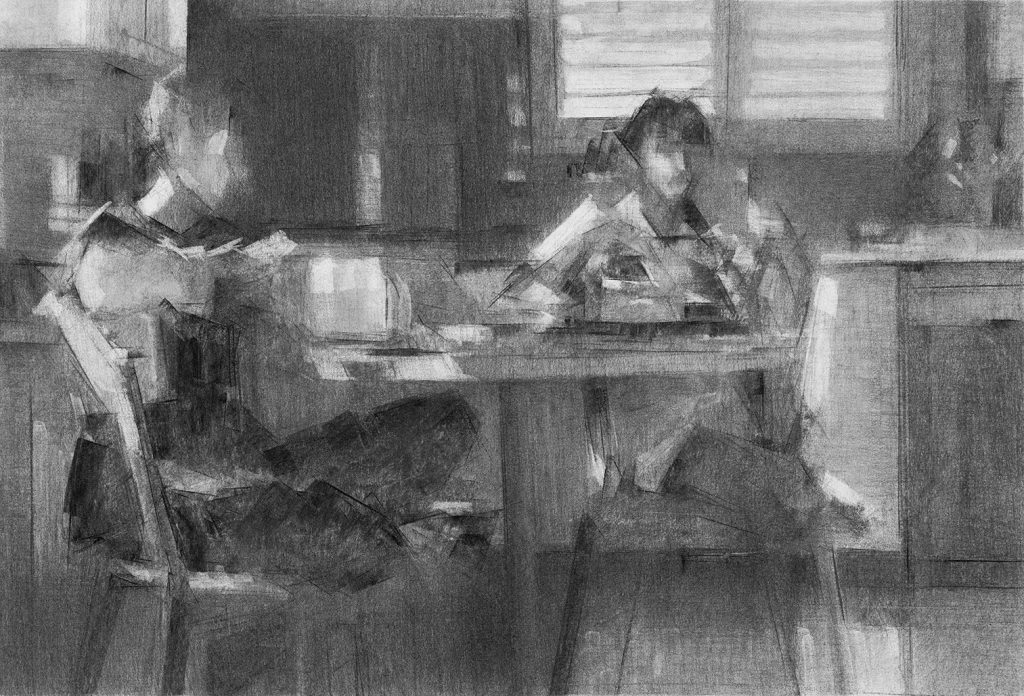 Mom's Rolls | charcoal on paper