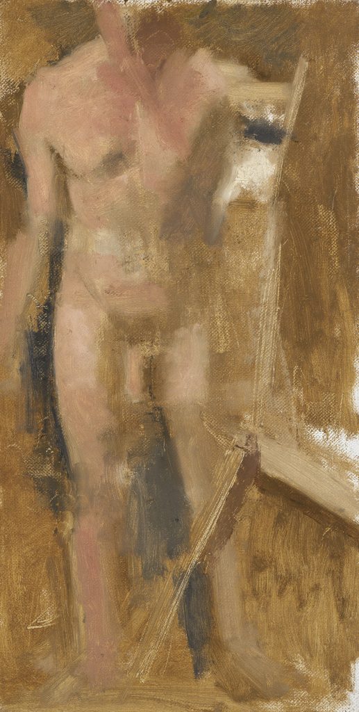 Self Portrait without a head | oil on canvas mounted on wood