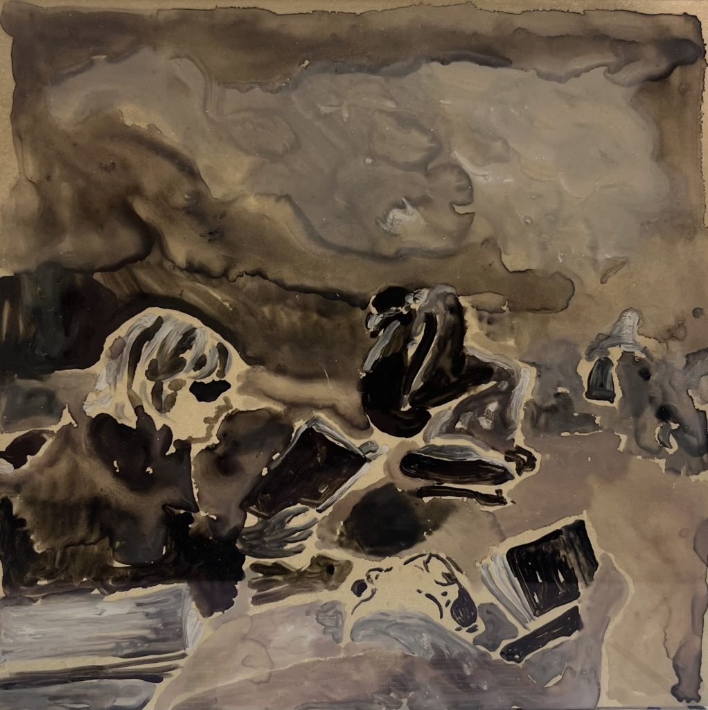 In eyeglasses | oil on glass