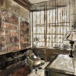 Large Bright Window,oil and graphte on paper