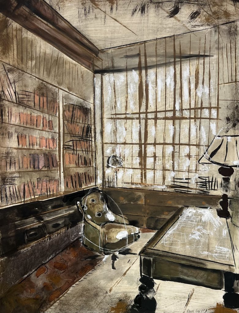 Large Bright Window,oil and graphte on paper