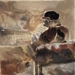 Reading from the back | oil on glass