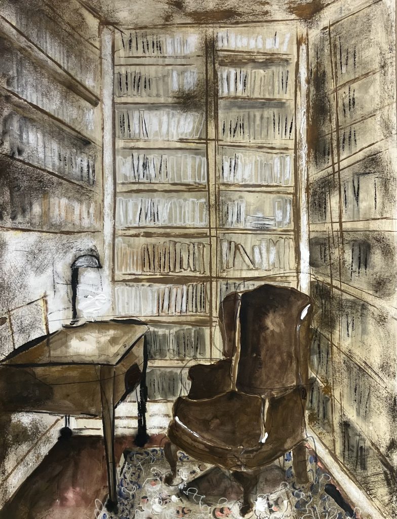 Small desk | oil and graphite on canvas